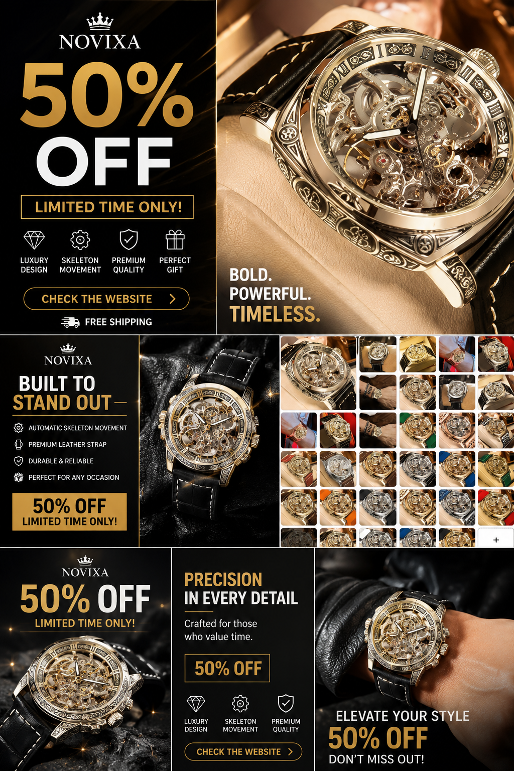 Men’s Automatic Skeleton Mechanical Watch – Roman Dial