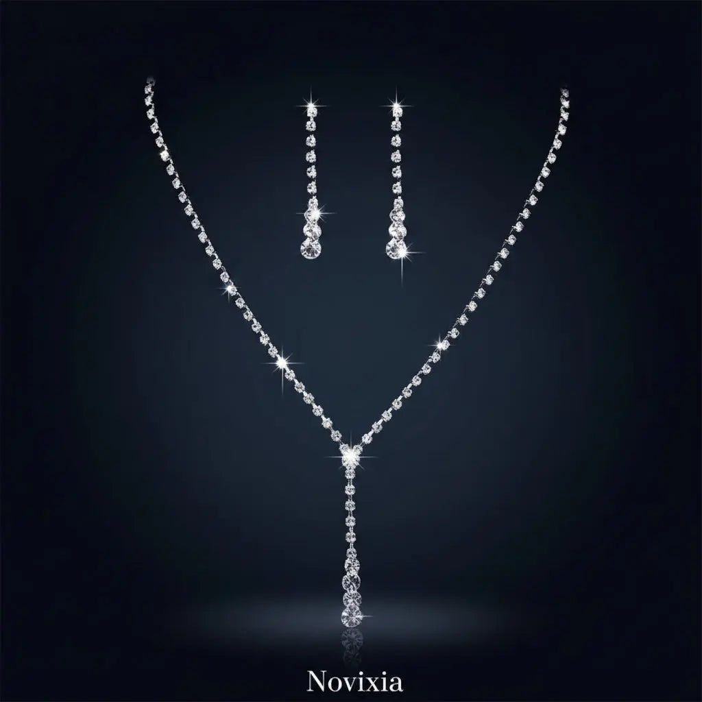 Jewelry set with necklace and earrings on a black background