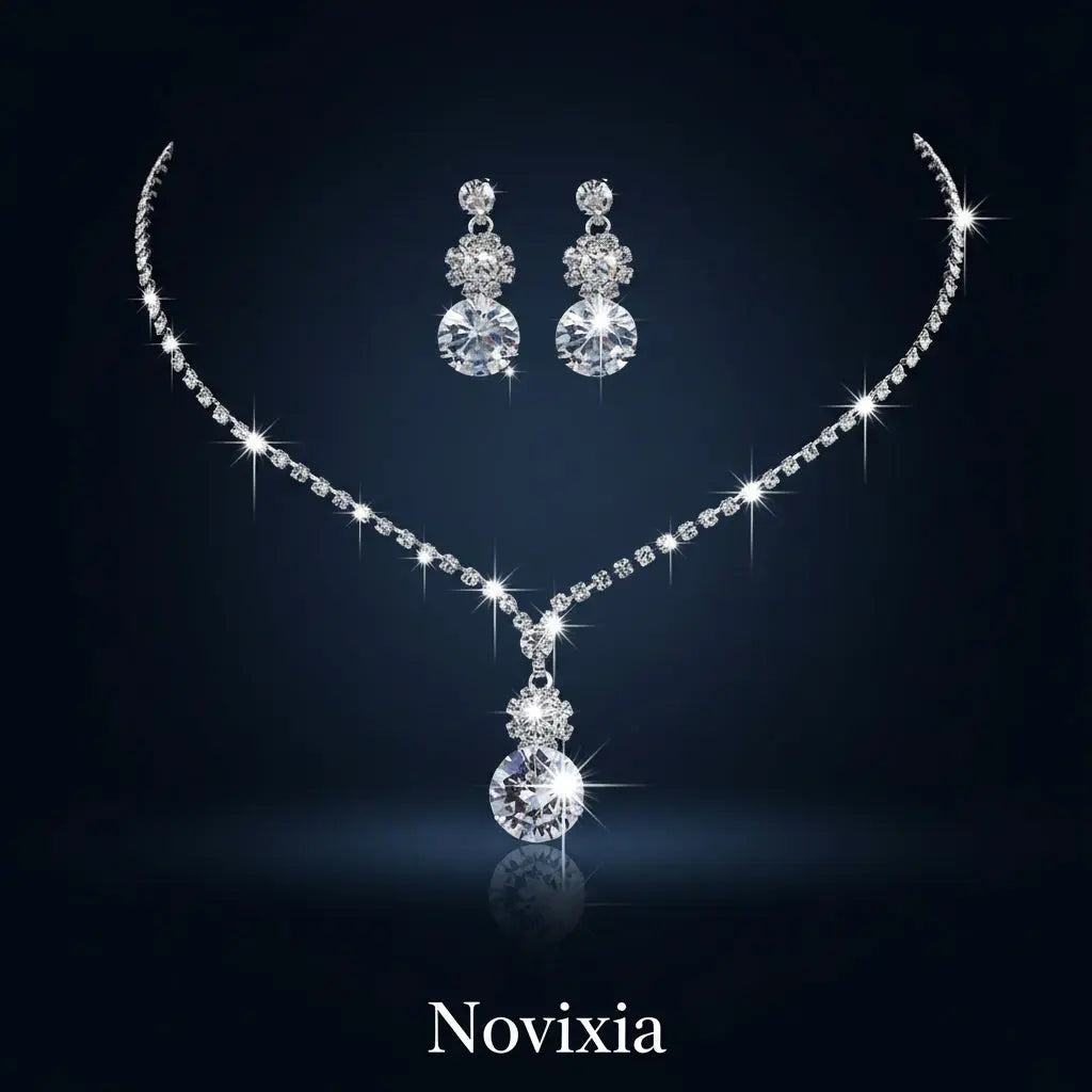 Jewelry set with necklace and earrings on a black background