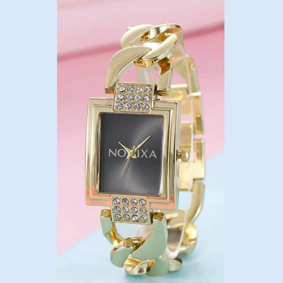 Women’s Crystal Quartz Dress Watch With Steel Bracelet