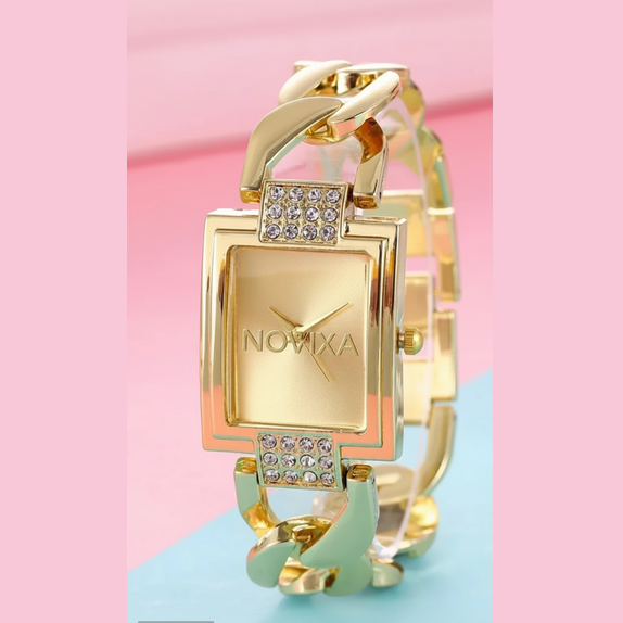 Women’s Crystal Quartz Dress Watch With Steel Bracelet