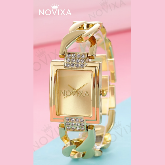 Women’s Crystal Quartz Dress Watch With Steel Bracelet