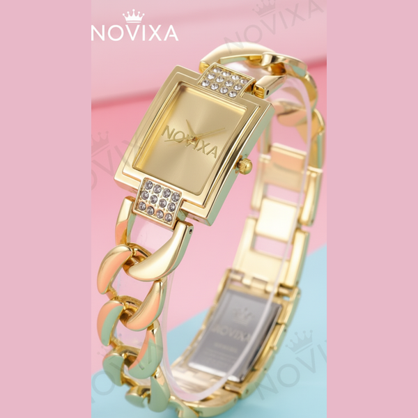 Women’s Crystal Quartz Dress Watch With Steel Bracelet