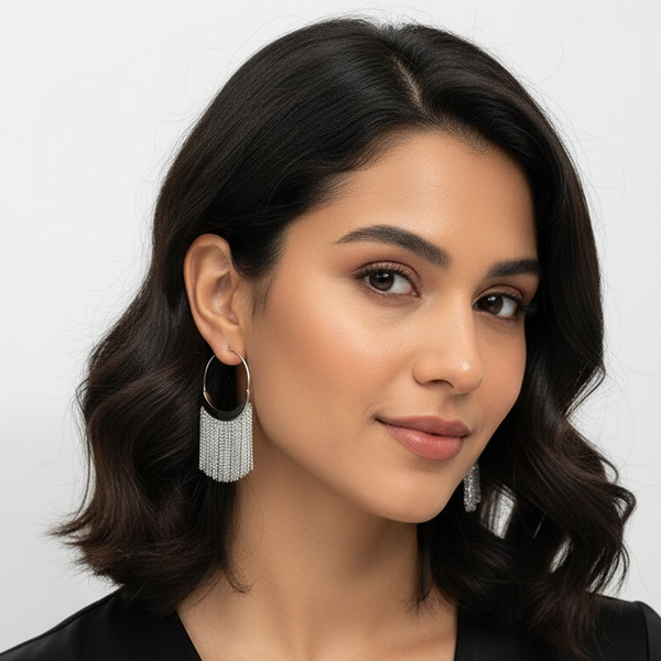 925 Sterling Silver Snake Tassel Drop Earrings