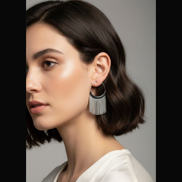 925 Sterling Silver Snake Tassel Drop Earrings