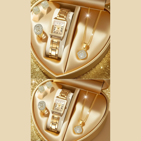 Luxury 5-Piece Watch & Jewelry Set