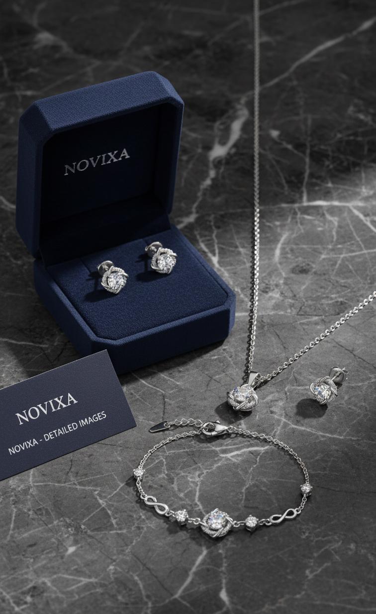 NOVIXA™ Luxury 925 Sterling Silver Crystal Zircon Jewelry Set