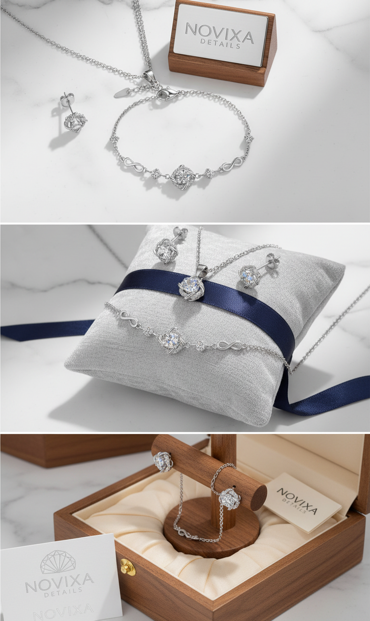 NOVIXA™ Luxury 925 Sterling Silver Crystal Zircon Jewelry Set
