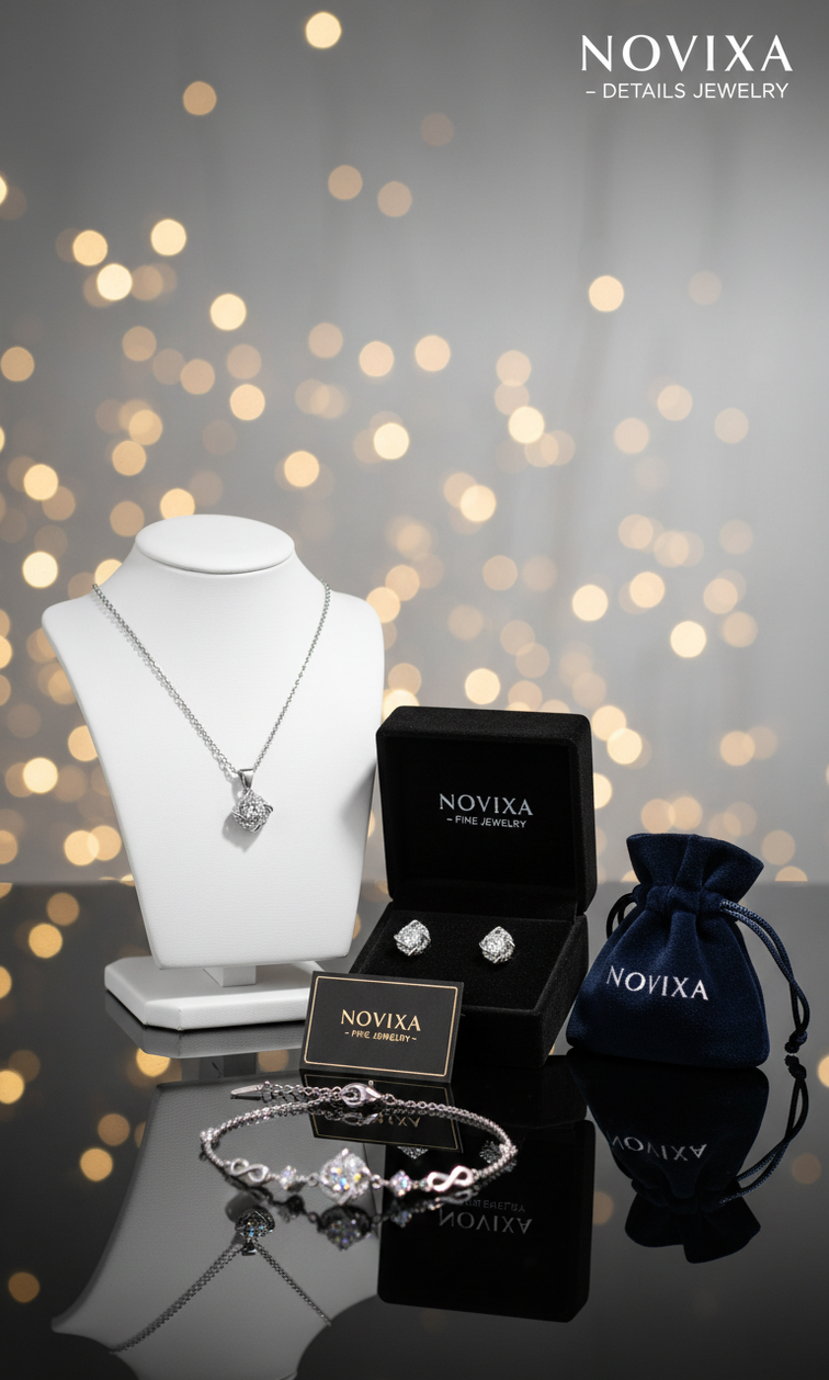 NOVIXA™ Luxury 925 Sterling Silver Crystal Zircon Jewelry Set