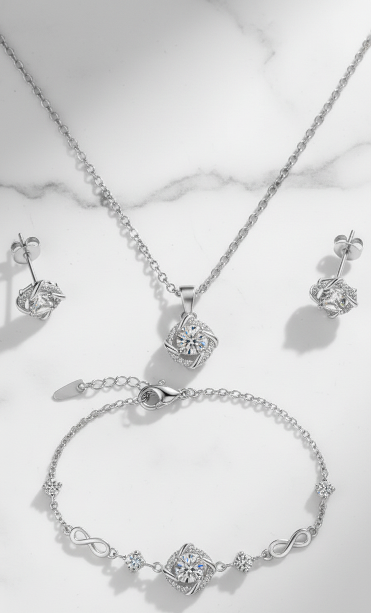 NOVIXA™ Luxury 925 Sterling Silver Crystal Zircon Jewelry Set