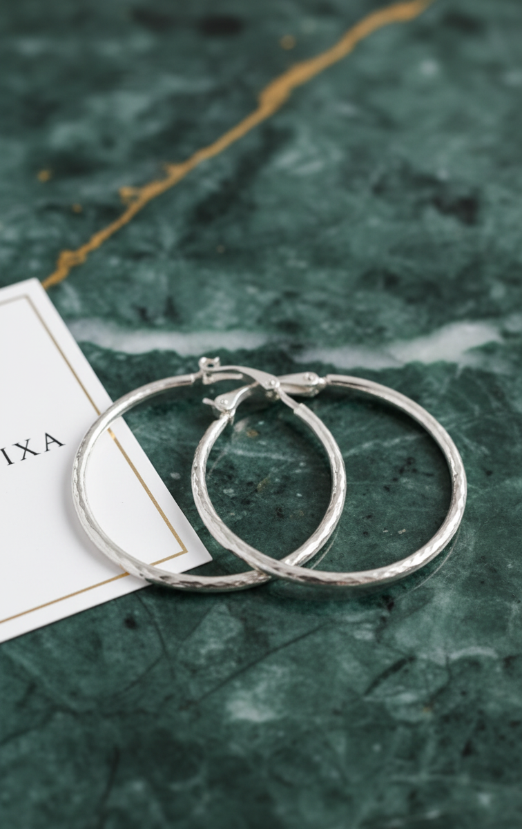 NOVIXA™ Luxury 925 Sterling Silver Diamond-Cut Hoop Earrings