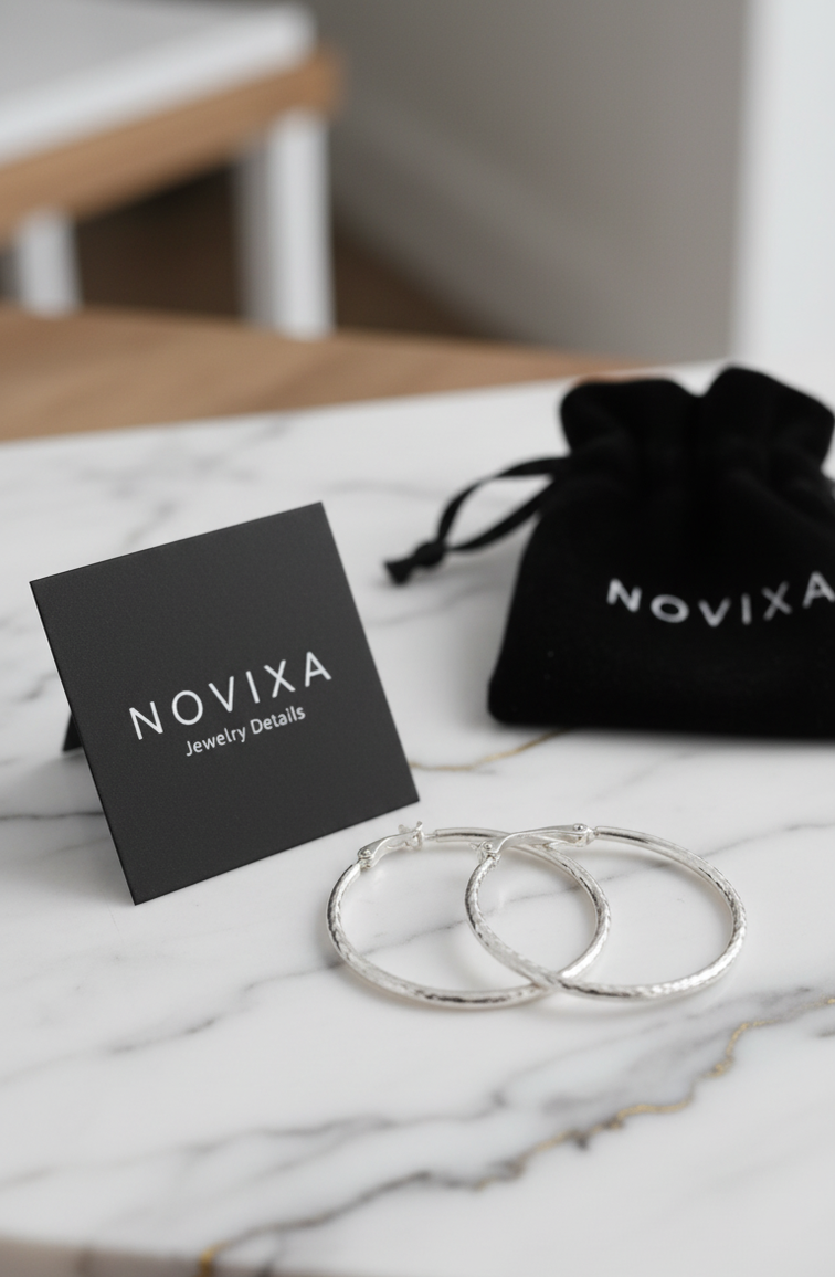 NOVIXA™ Luxury 925 Sterling Silver Diamond-Cut Hoop Earrings