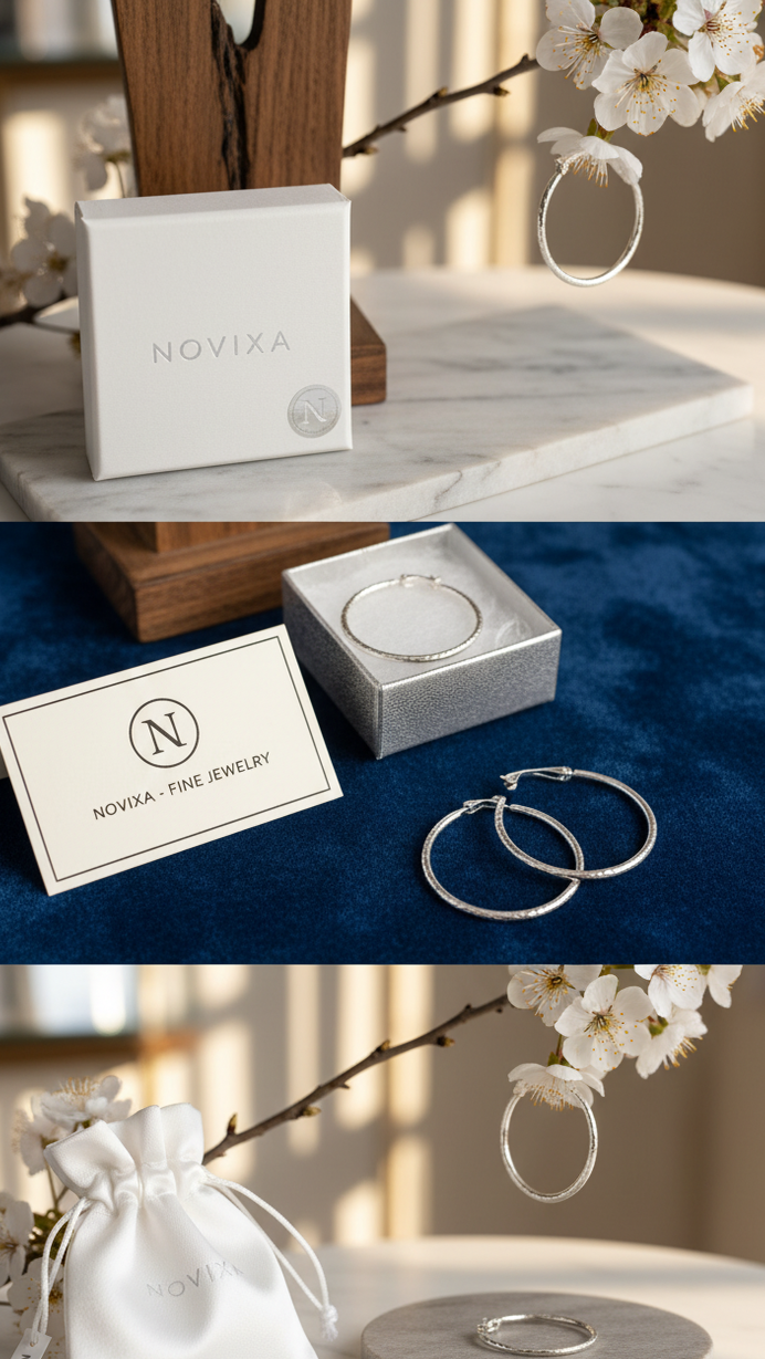 NOVIXA™ Luxury 925 Sterling Silver Diamond-Cut Hoop Earrings