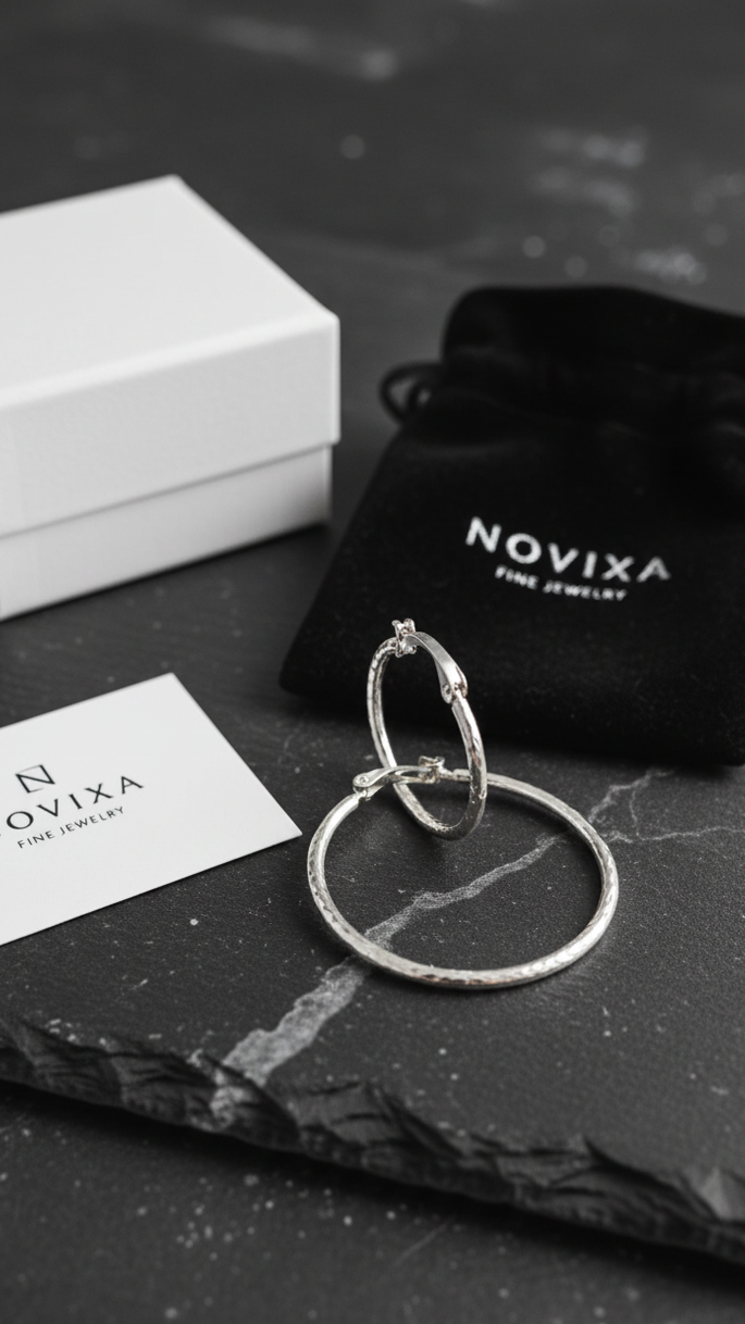 NOVIXA™ Luxury 925 Sterling Silver Diamond-Cut Hoop Earrings