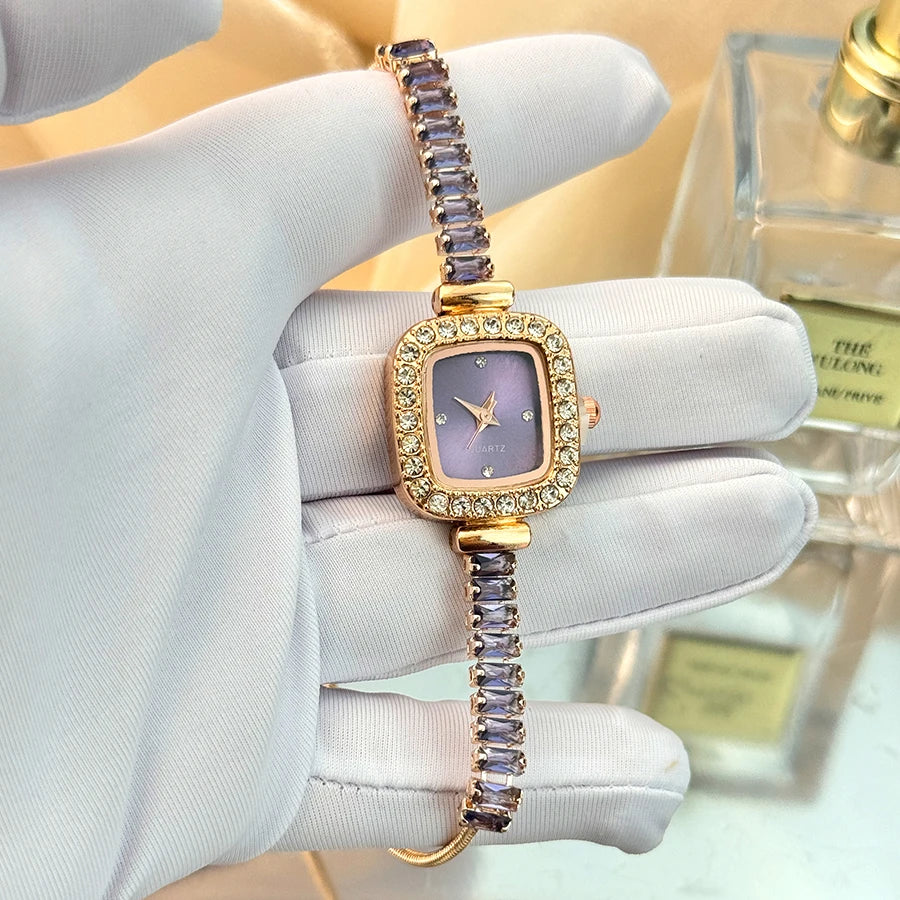 Women’s Rhinestone Bracelet Watch With Square Dial
