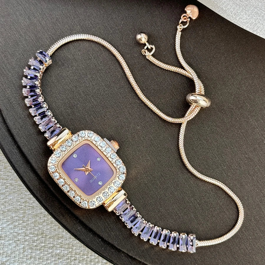 Women’s Rhinestone Bracelet Watch With Square Dial