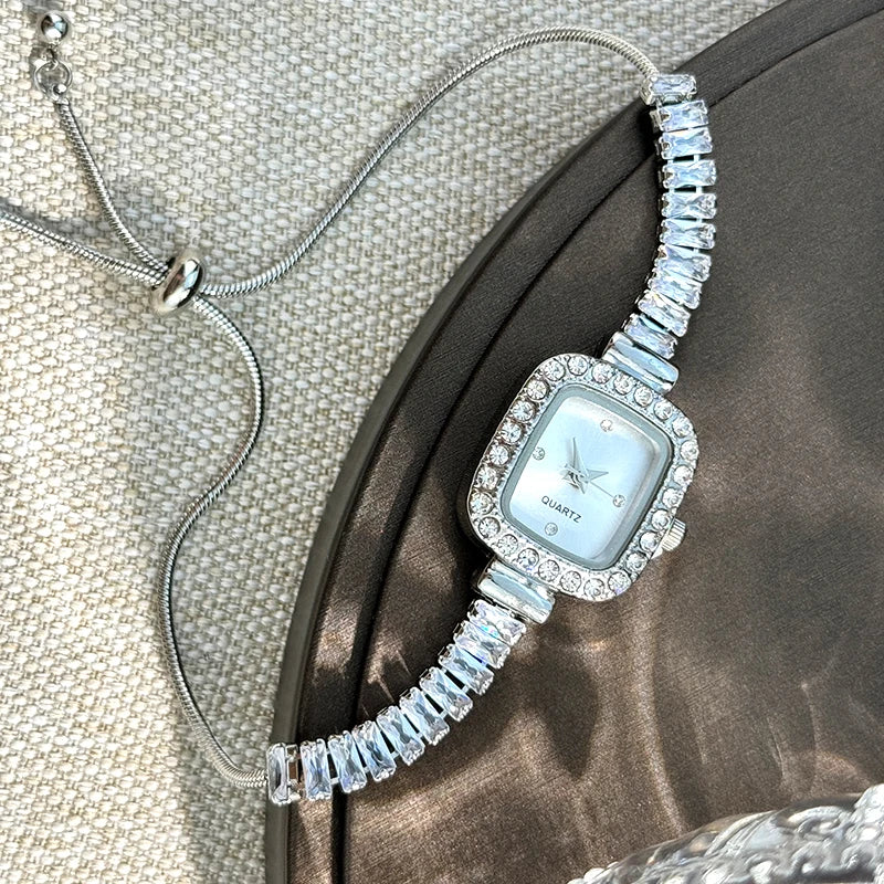Women’s Rhinestone Bracelet Watch With Square Dial