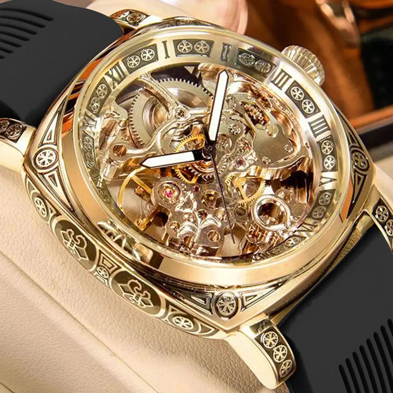 Men’s Automatic Skeleton Mechanical Watch – Roman Dial