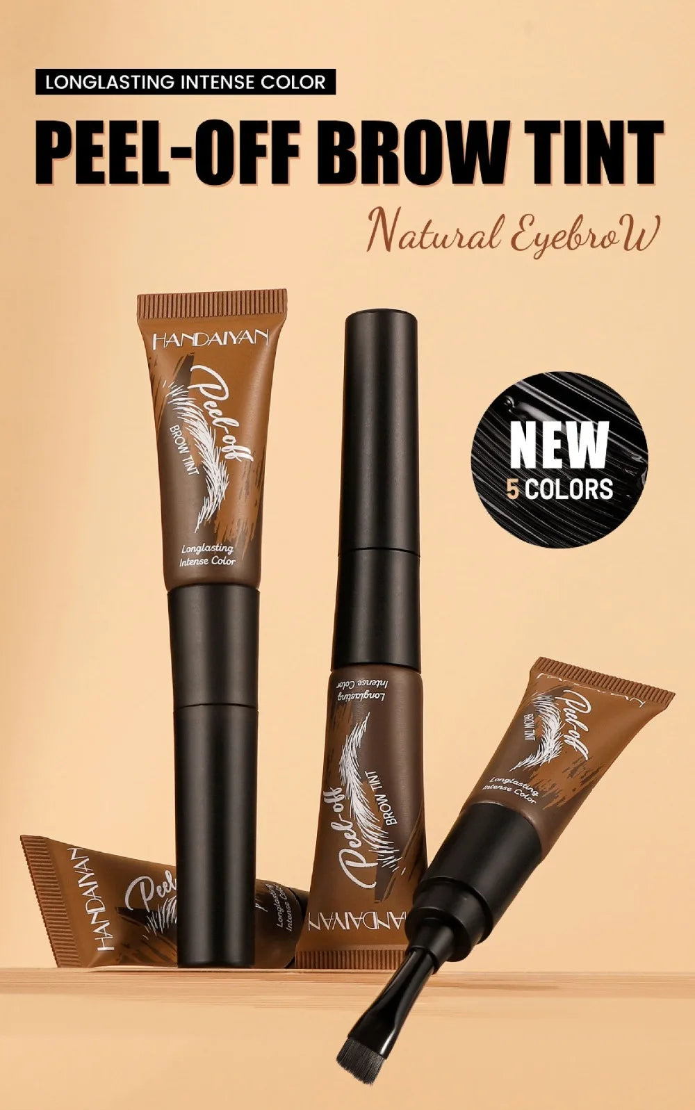 5 Color Peel-off Eyebrow Gel Cream Quick-Drying Lasting Tearing Eyebrow Dye Glue Waterproof Brow Tattoo Eyebrow Enhancer Tint