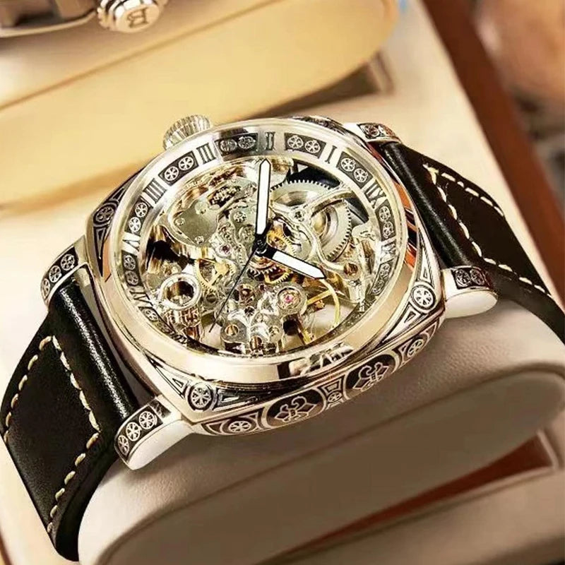 Men’s Automatic Skeleton Mechanical Watch – Roman Dial