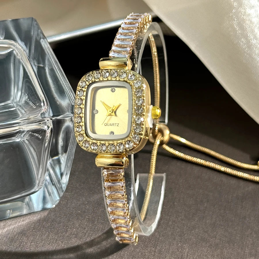 Women’s Rhinestone Bracelet Watch With Square Dial