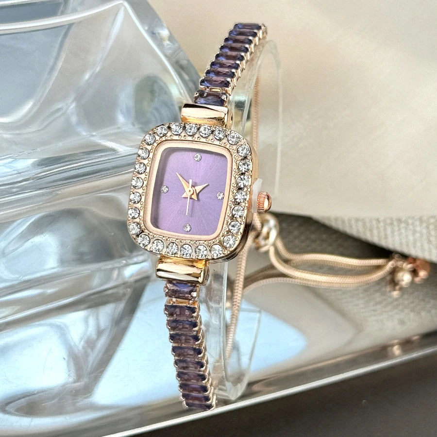 Women’s Rhinestone Bracelet Watch With Square Dial