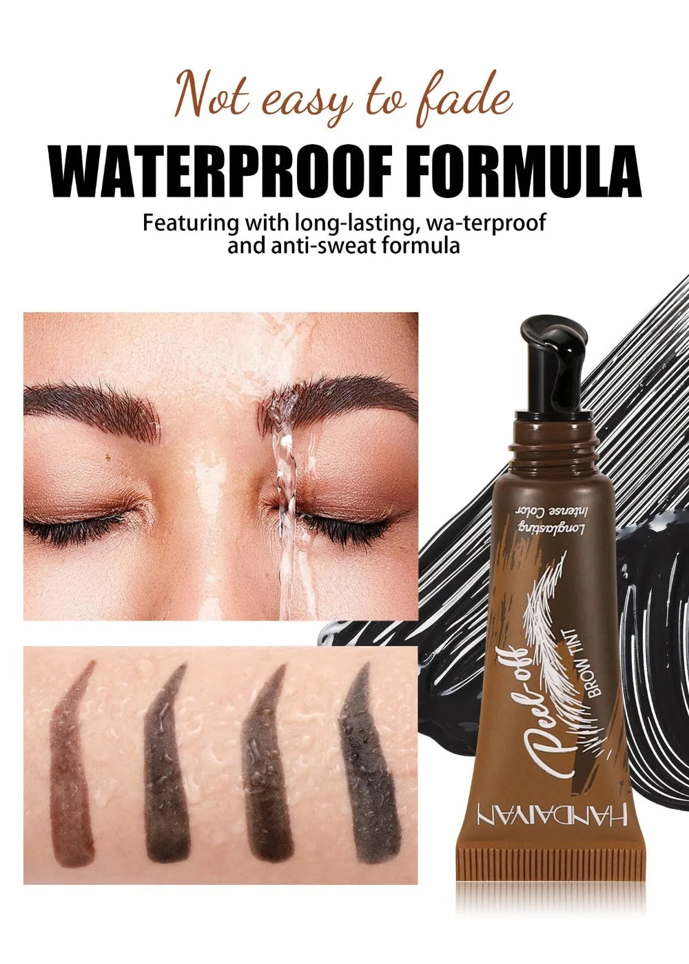 5 Color Peel-off Eyebrow Gel Cream Quick-Drying Lasting Tearing Eyebrow Dye Glue Waterproof Brow Tattoo Eyebrow Enhancer Tint