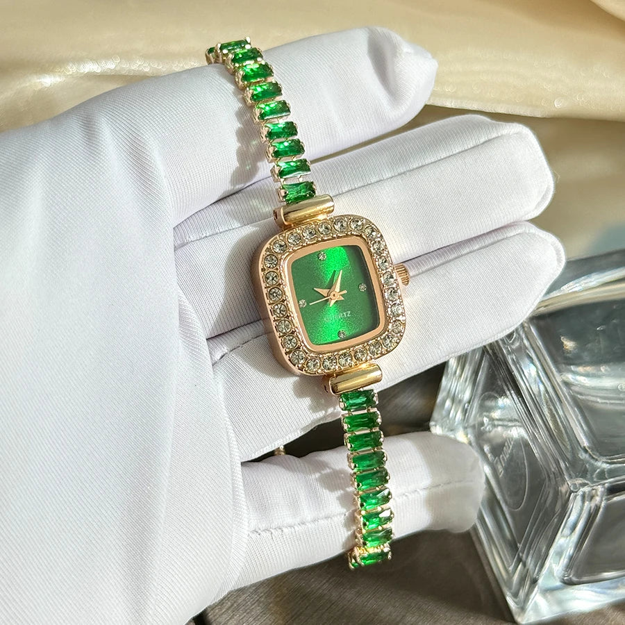 Women’s Rhinestone Bracelet Watch With Square Dial