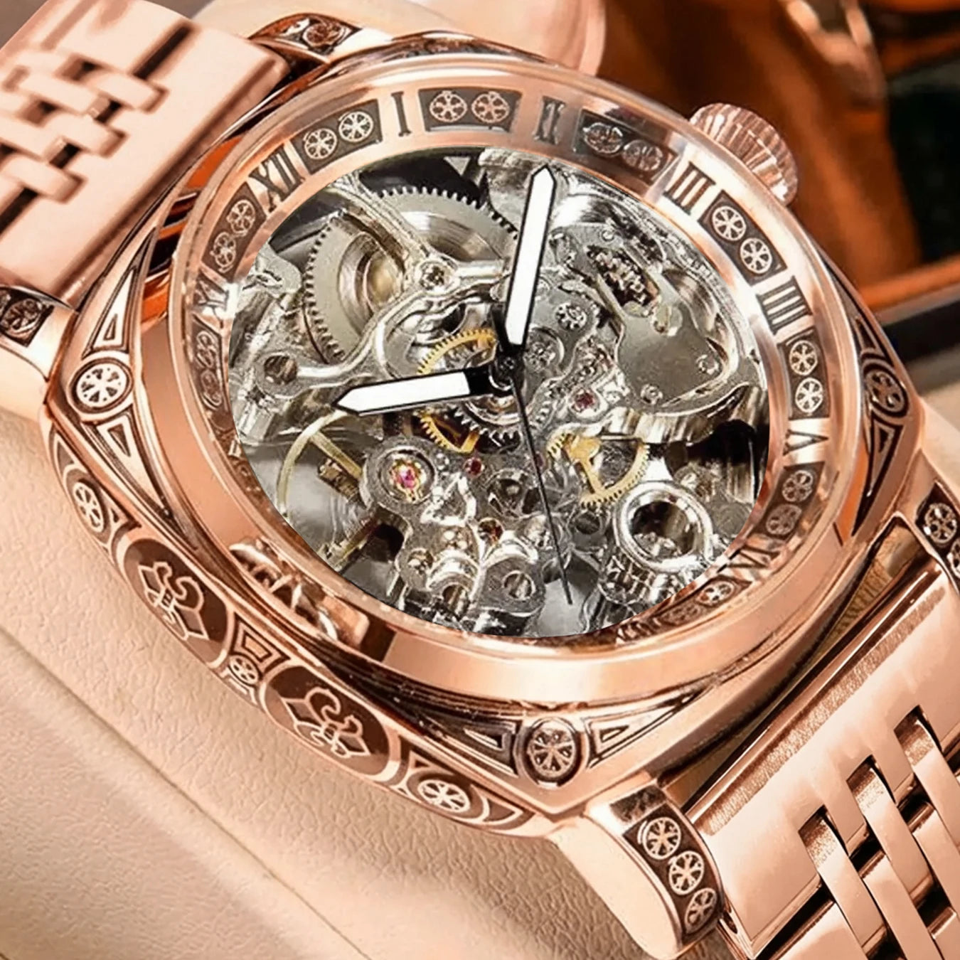 Men’s Automatic Skeleton Mechanical Watch – Roman Dial