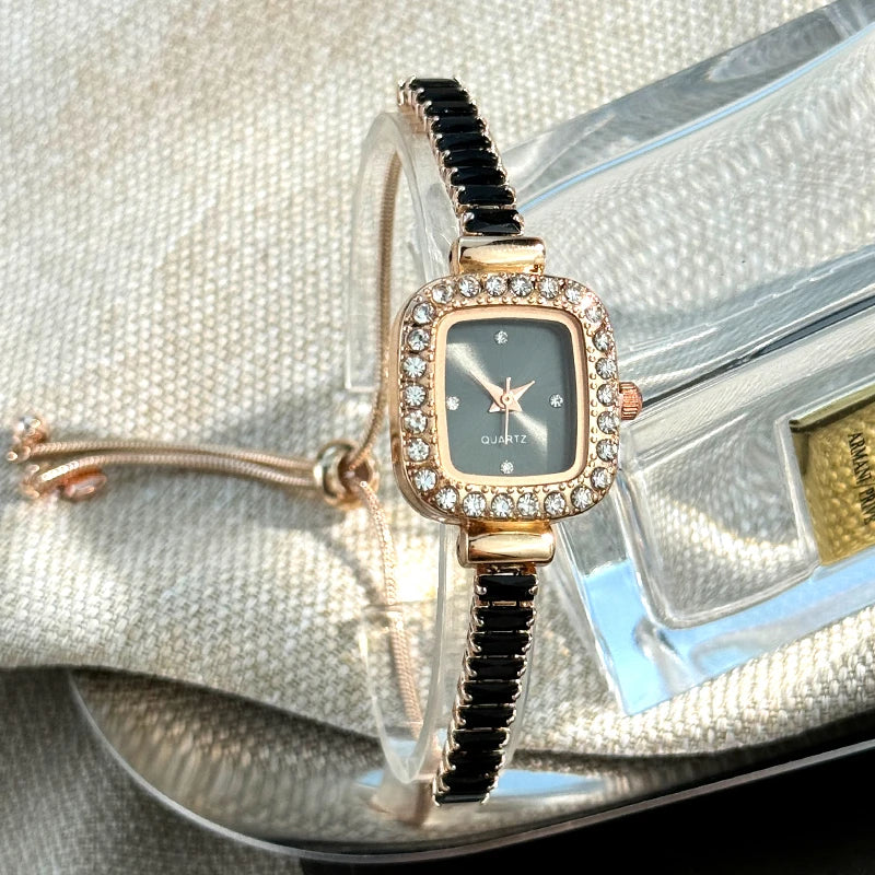 Women’s Rhinestone Bracelet Watch With Square Dial