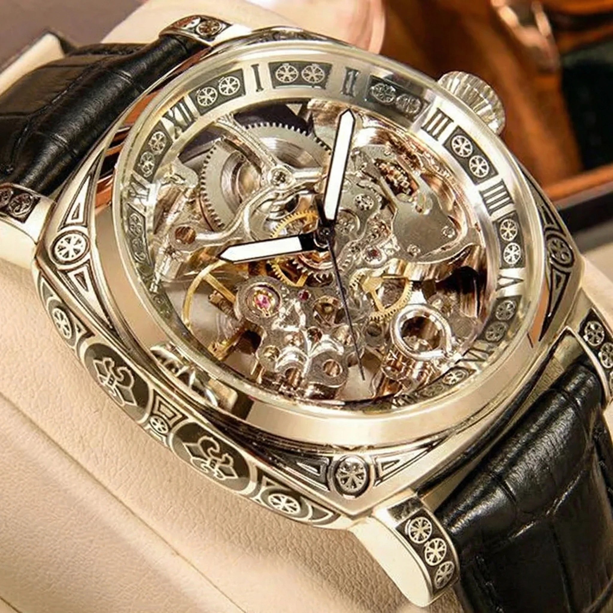 Men’s Automatic Skeleton Mechanical Watch – Roman Dial