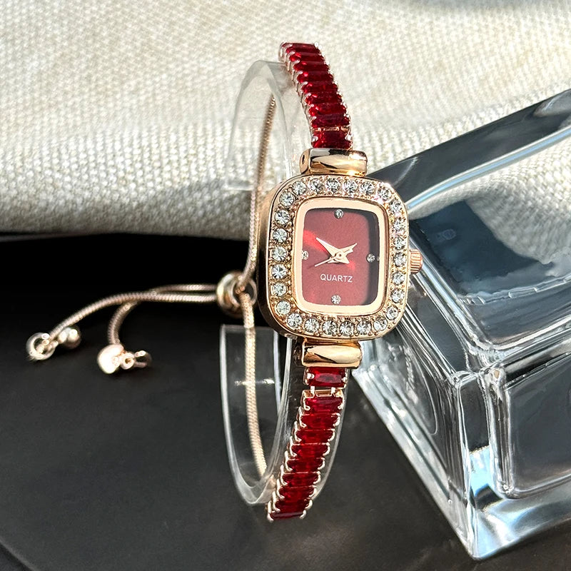 Women’s Rhinestone Bracelet Watch With Square Dial