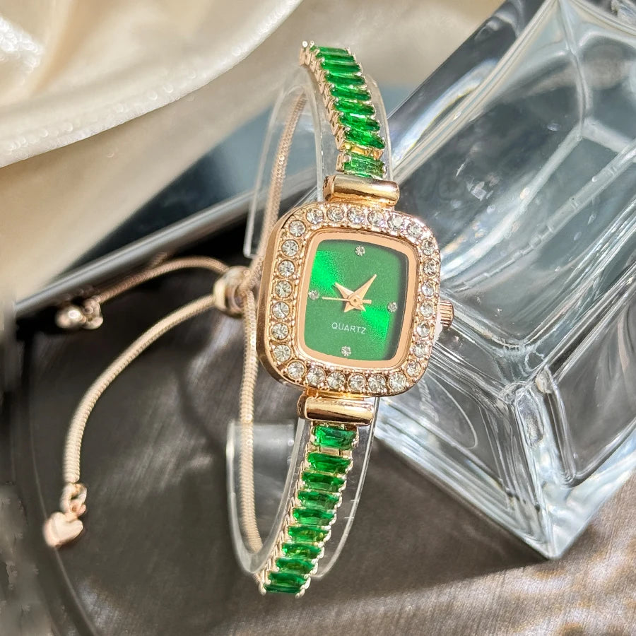 Women’s Rhinestone Bracelet Watch With Square Dial