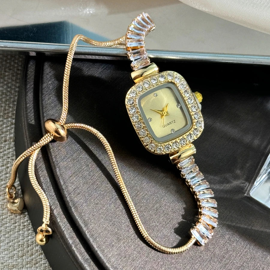 Women’s Rhinestone Bracelet Watch With Square Dial