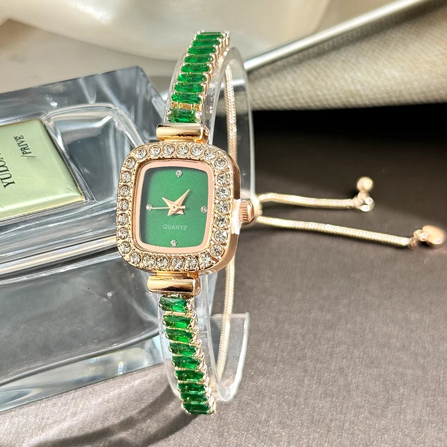 Women’s Rhinestone Bracelet Watch With Square Dial