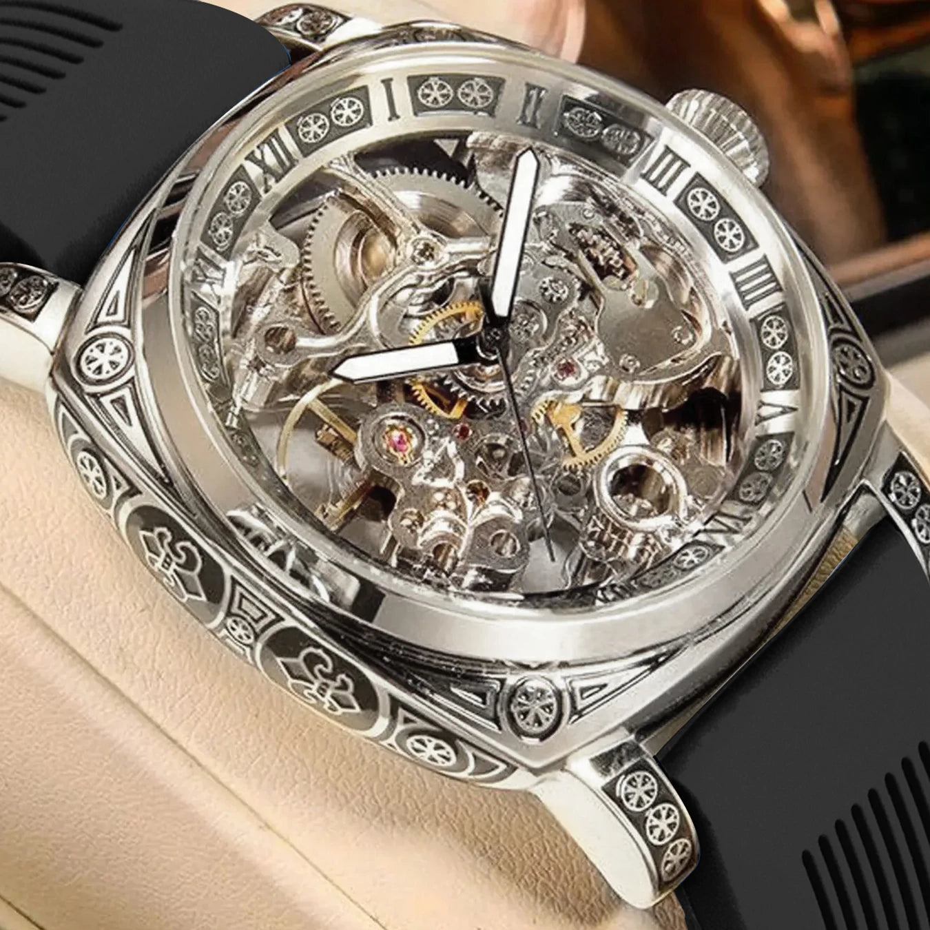 Men’s Automatic Skeleton Mechanical Watch – Roman Dial