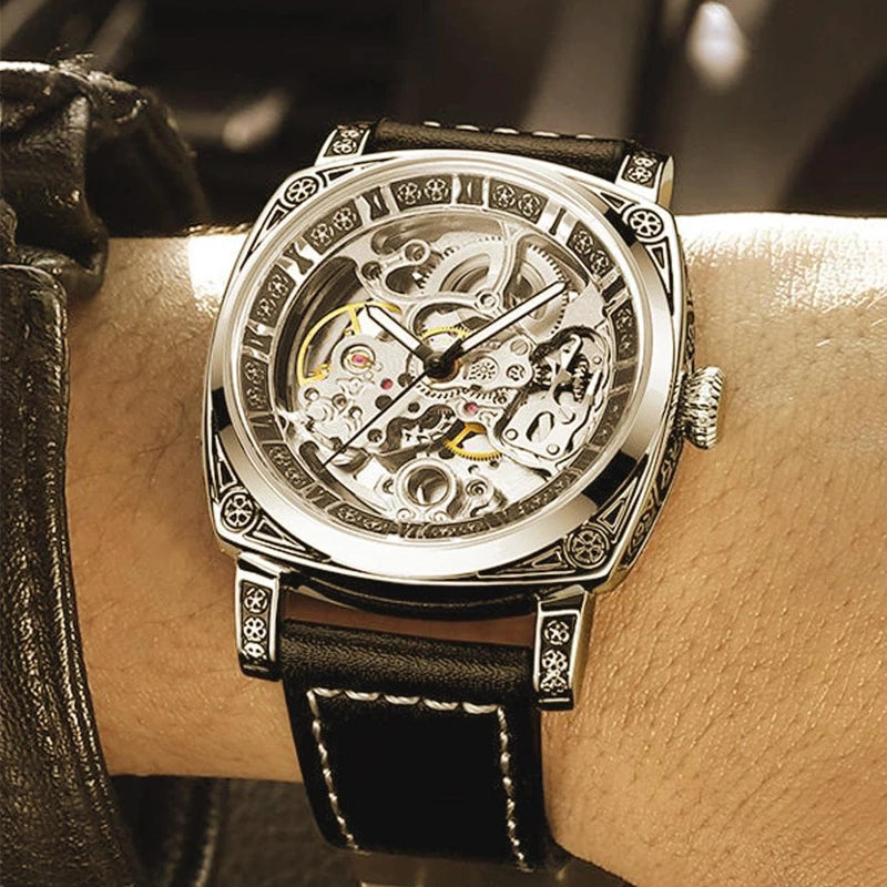 Men’s Automatic Skeleton Mechanical Watch – Roman Dial