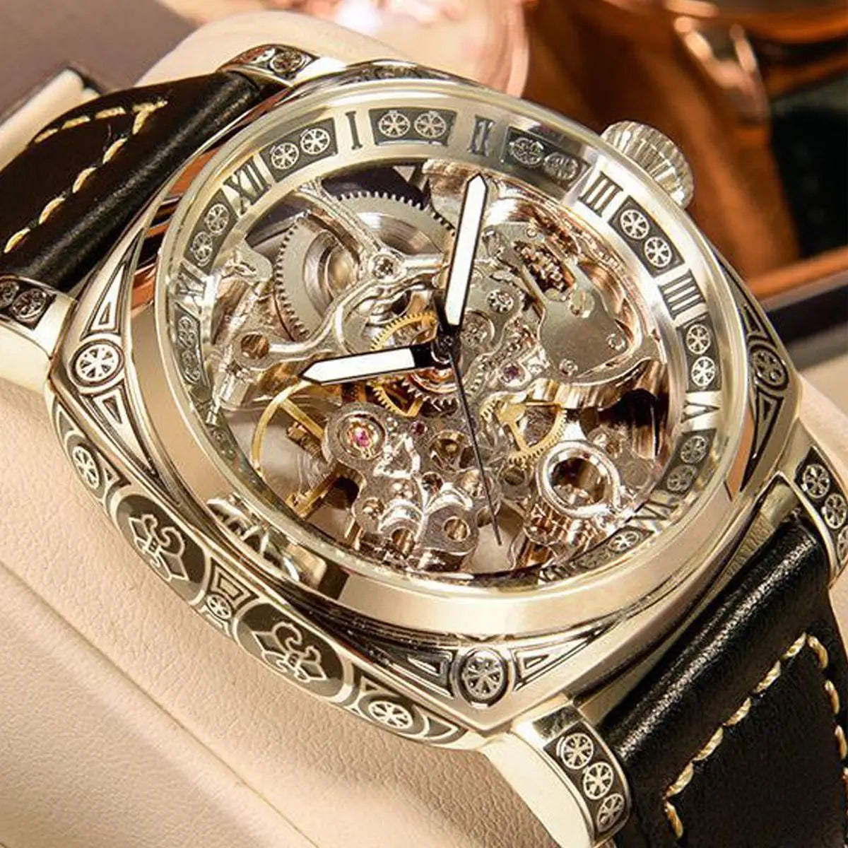 Men’s Automatic Skeleton Mechanical Watch – Roman Dial