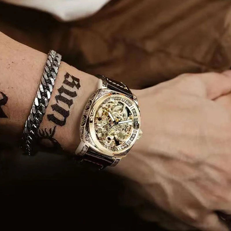 Men’s Automatic Skeleton Mechanical Watch – Roman Dial