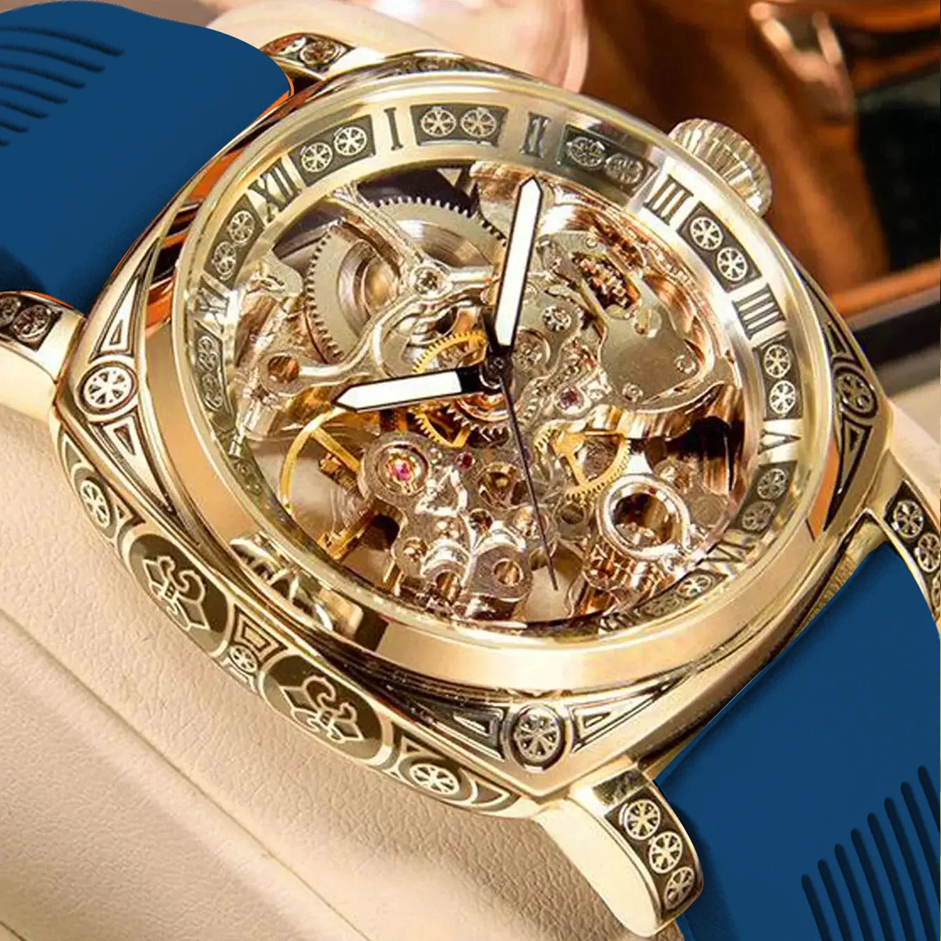 Men’s Automatic Skeleton Mechanical Watch – Roman Dial