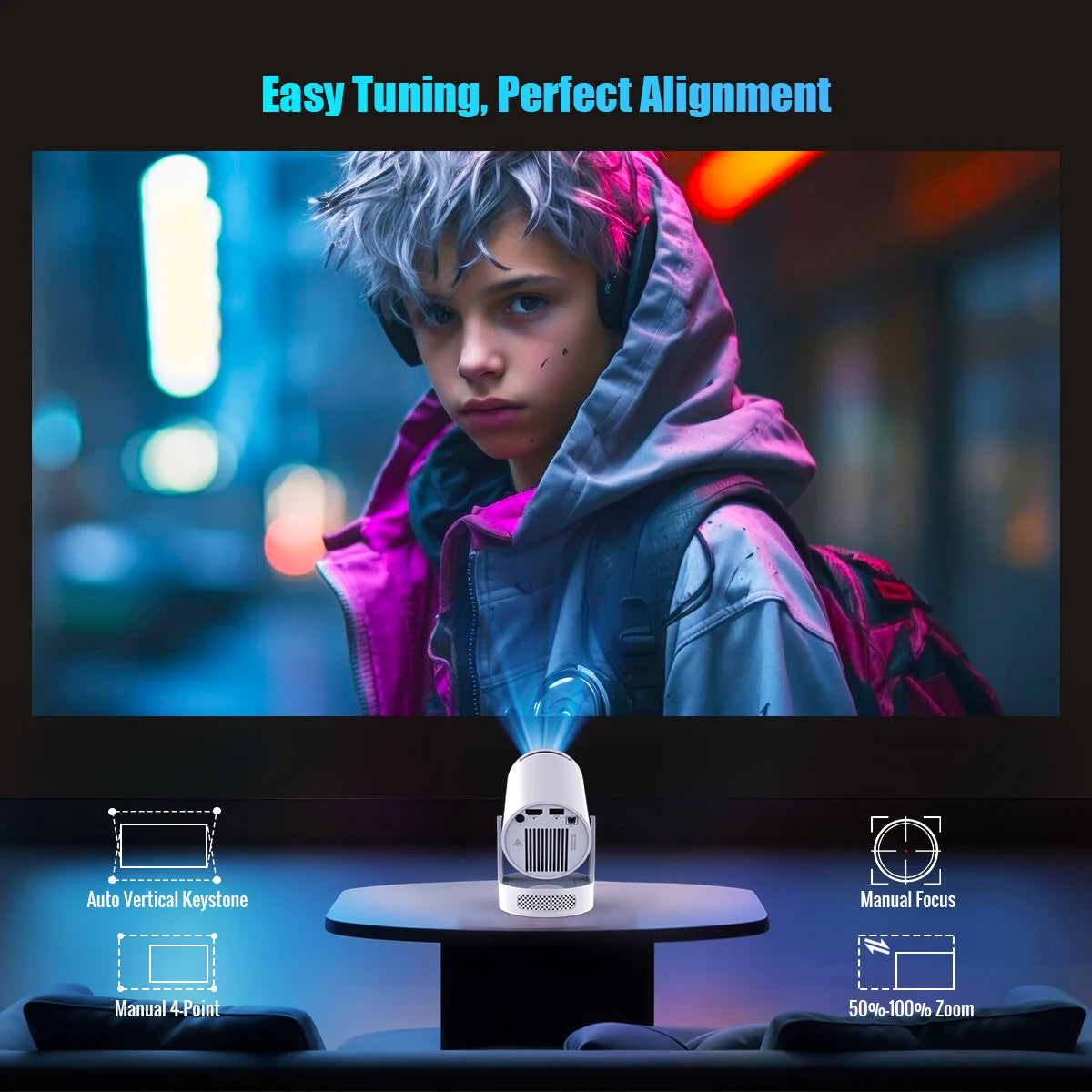 Mini Home Theater Projector 720P – Android WiFi & BT