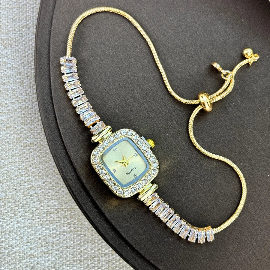 Women’s Rhinestone Bracelet Watch With Square Dial