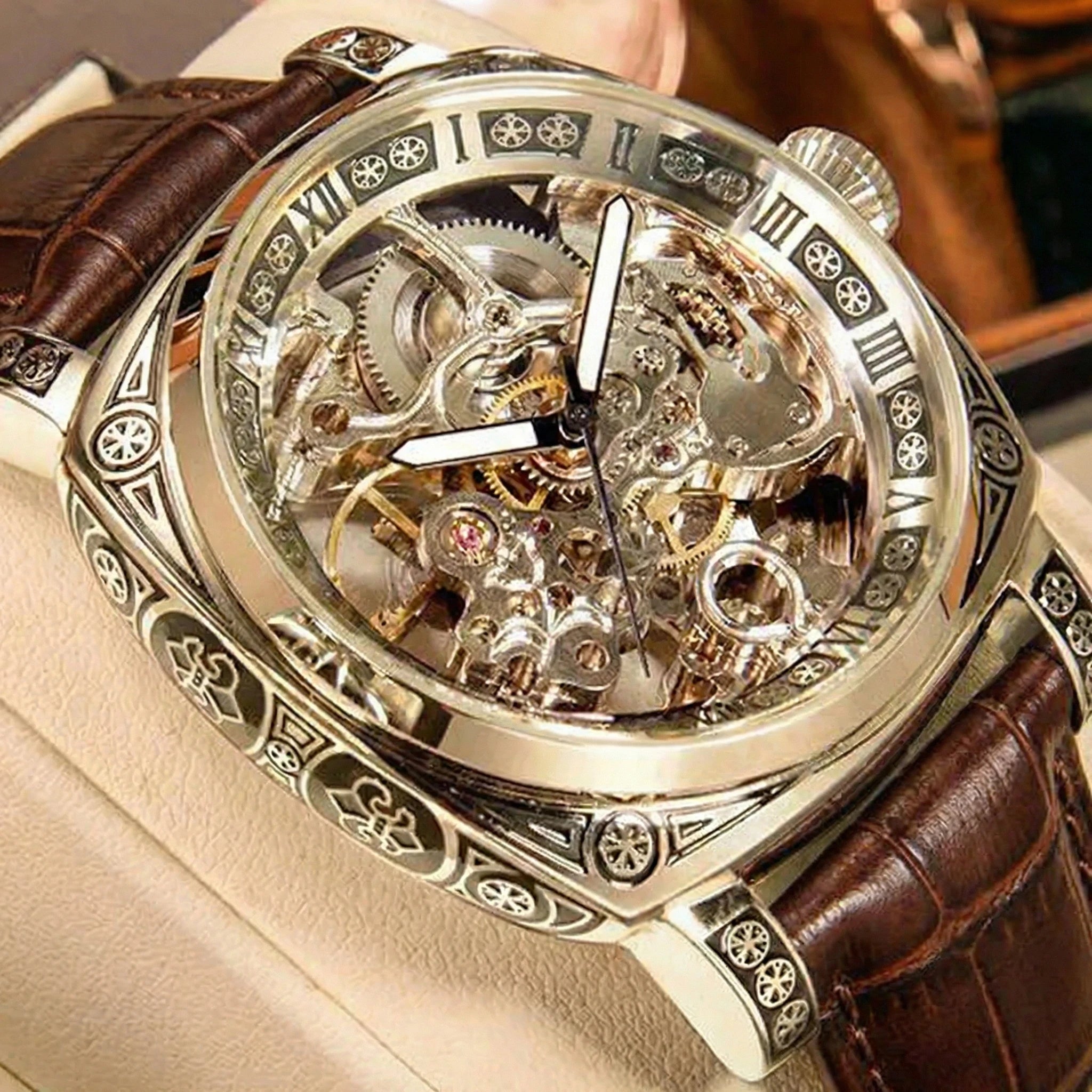 Men’s Automatic Skeleton Mechanical Watch – Roman Dial