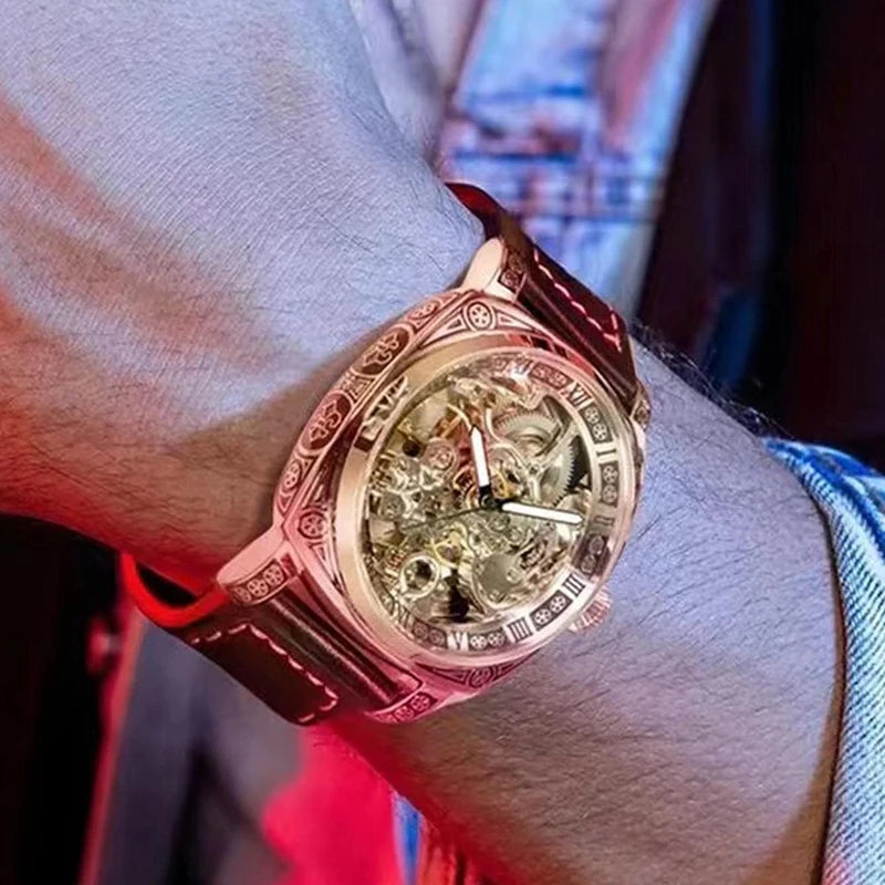 Men’s Automatic Skeleton Mechanical Watch – Roman Dial