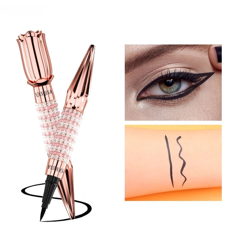 Yanqina Precision Liquid Eyeliner - Long-Lasting, Waterproof, Transfer-Proof, Quick-Drying Black Eyeliner with a Shiny Design