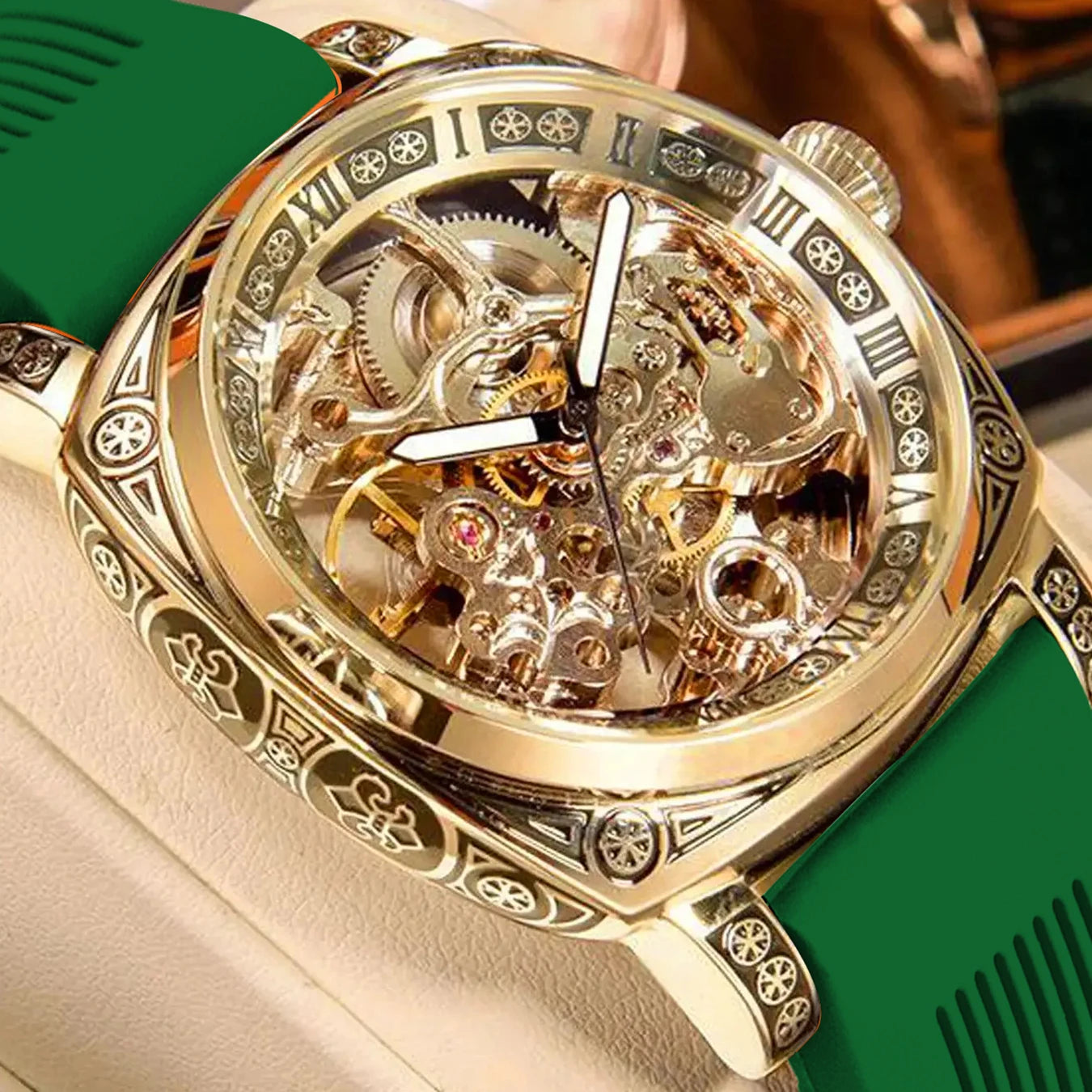 Men’s Automatic Skeleton Mechanical Watch – Roman Dial