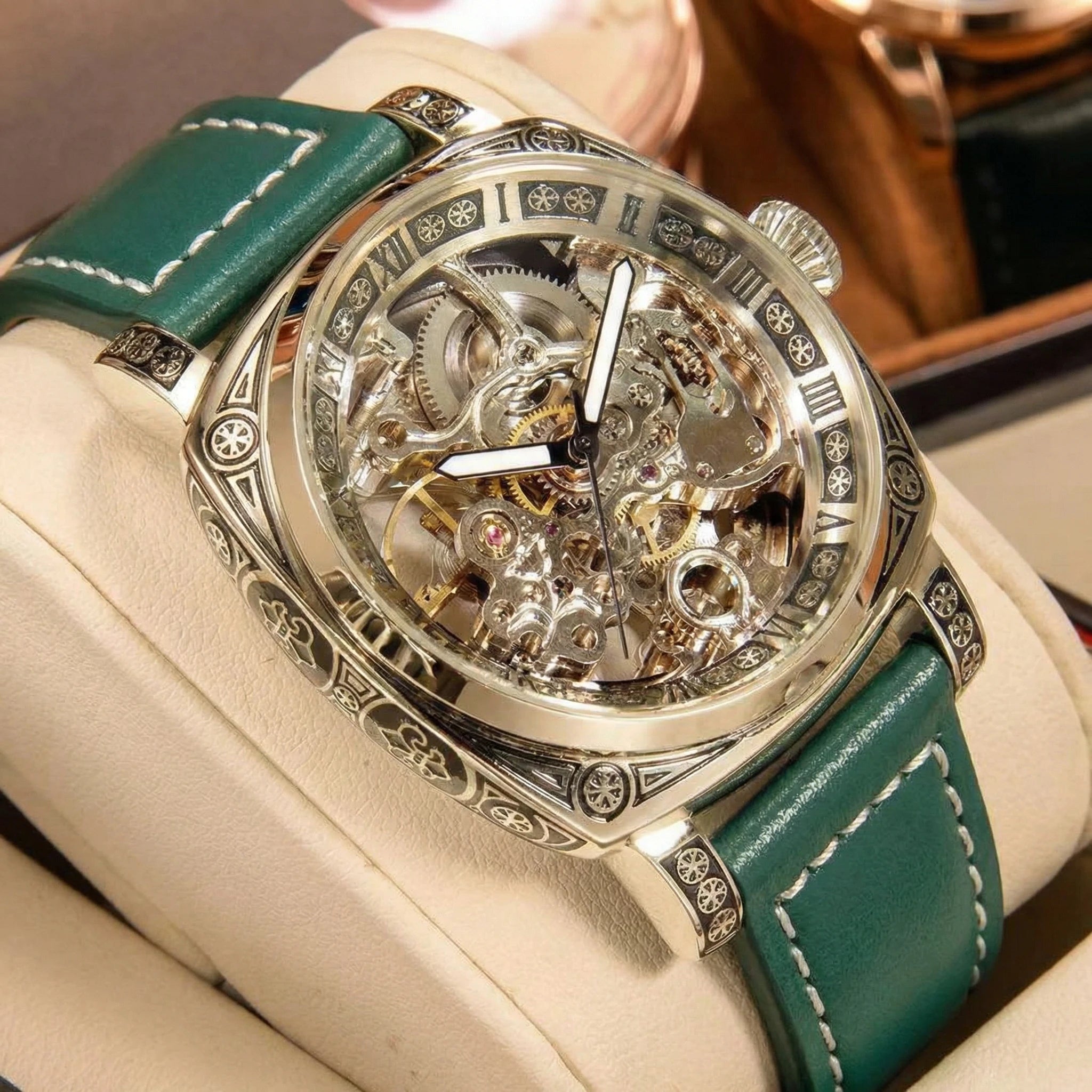 Men’s Automatic Skeleton Mechanical Watch – Roman Dial