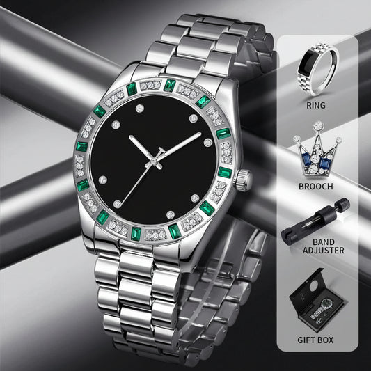 Men's Stainless Steel Business Watch Gift Box Set
