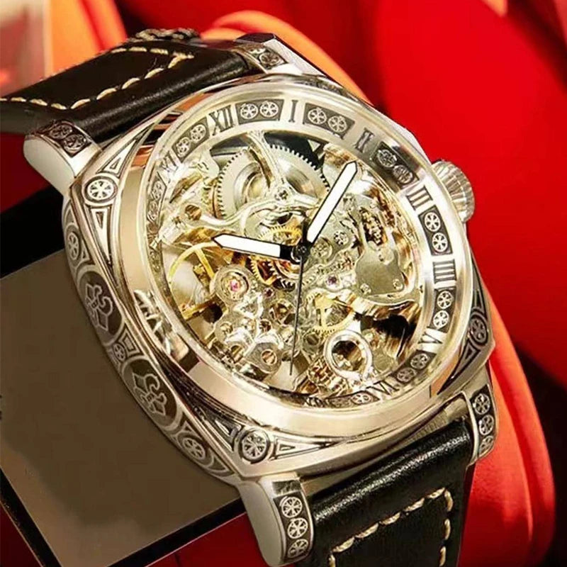 Men’s Automatic Skeleton Mechanical Watch – Roman Dial