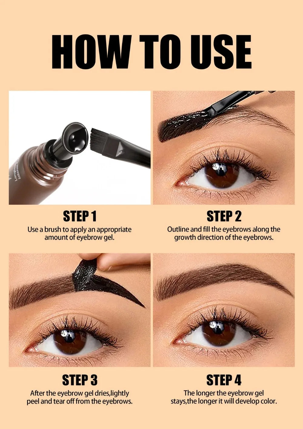 5 Color Peel-off Eyebrow Gel Cream Quick-Drying Lasting Tearing Eyebrow Dye Glue Waterproof Brow Tattoo Eyebrow Enhancer Tint